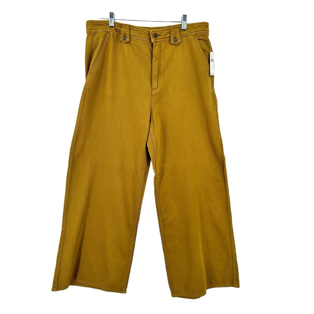 Anthropologie Mustard Wide-Leg Cropped Pants
